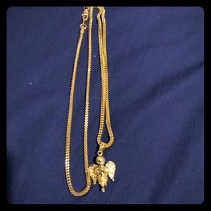 28” 18k gold plated chain and angel pendant